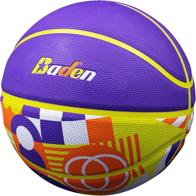 Baden | Legend Court Canvas | Creative Design Outdoor Rubber Game Basketball | Youth & Adult Size 5,6,7
