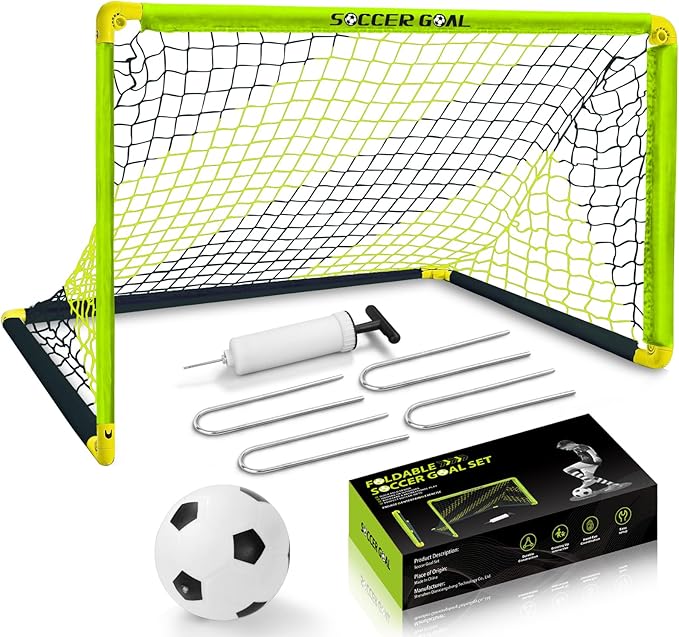 Eastgoing Portable Soccer Goal Set- Backyard Indoor Outdoor Mini Soccer Net with Net, Ball, and Pump.Youth Soccer Goal Sets for Kids