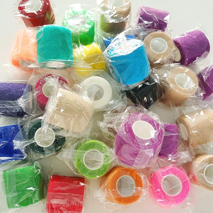 BQTQ 30 Rolls Self Adhesive Bandage Wrap 2 inch Self Adherent Wrap Tape Breathable Athletic Tape Stretch Sports Wrap Self Adhesive Wrap for Wrist Ankle Swelling Sprains(Rainbow Color)