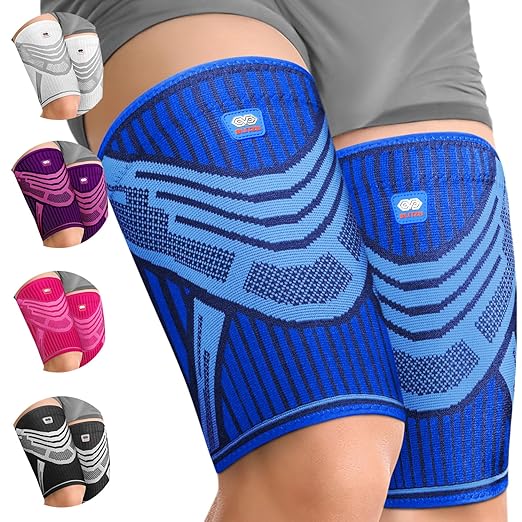 Hamstring Compression Sleeve, Thigh Compression Sleeve for Women and Men, Upper Leg Brace for Groin, Sciatica & Quad Tendonitis, Wrap Support for Recovery, Running, Sports and Workout Blue XL