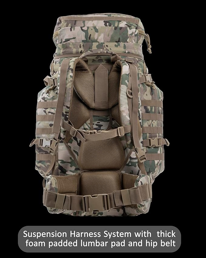 Large Military Backpack Army Rucksack Tactical MOLLE Pack for Camping Backpacking Hunting Bushcraft Adventure 70L…