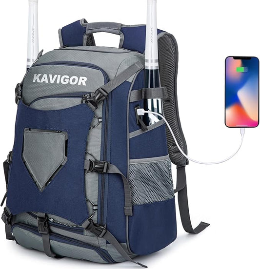 Baseball Bag for Youth and Adult, Softball Backpack 50L Large Capacity, Equipment Backpack with Laptop Compartment and Charge Port