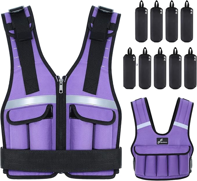 Sportneer Adjustable Weighted Vest Weights: 2-18 lbs/2-40 lbs Washable Weight Vest 16 In 1 Fast Adjust Rucking Vest for Women and Men Home Gym Workout Fitness Strength Training Vests