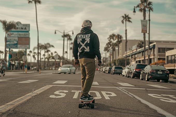 Exway Flex 2 Pro Electric Skateboard Longboard with Remote, Build in Light System, Top Speed of 31 Mph, 25miles Range, Elastic Composite Deck, Electric Longboard for Adults & Youths
