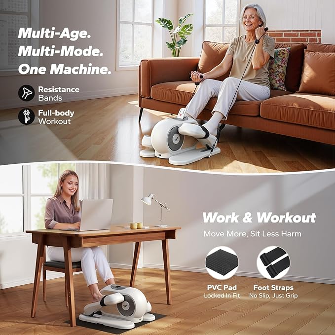 MERACH Under Desk Elliptical Exercise Machine, Ellipse Leg Exerciser as Seen on Tv for Seniors with 12 Adjustable Speeds & Remoter, Quiet Portable Seated Pedal Exerciser Fully Assembled