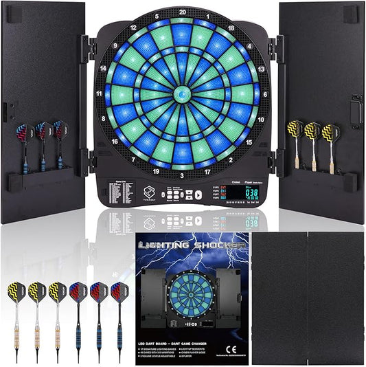 Turnart Electronic Dart Board,13 inch Illuminated Segments Light Based Games Electric Dartboard for Adults Tested Tough Segment for Enhanced Durability Professional with Scoring