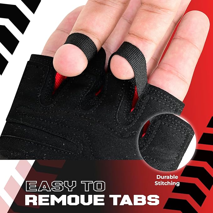 Weight Lifting Gym Gloves for Men & Women, Workout Exercise Gloves with Wrist Support & Anti-Slip Palm for Hanging, Rowing, Pullups, Bodybuilding, Powerlifting & Calisthenics