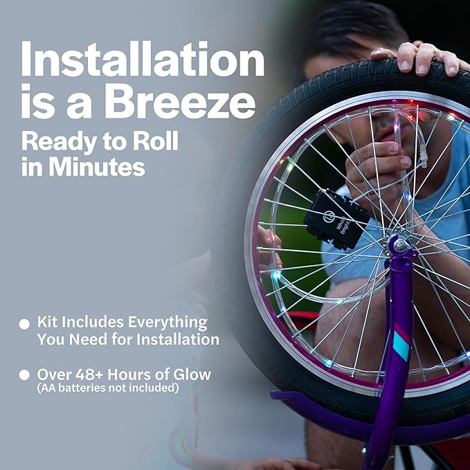 Brightz WheelBrightz LED Bike Wheel Lights - 2025 Edition with Superior Straps & LED-Weatherproof Shield! 14 Colors - Unmatched Durability, Visibility & 48+ Hours of Dazzling Illumination