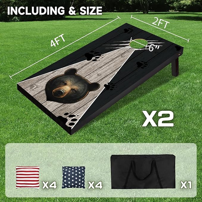 Cornhole Board Set with Carrying Bags & 8 Bean Bags Corn Hole Boards Bean Toss Game for Adults Family Outdoor Lawn Outside Backyard Games