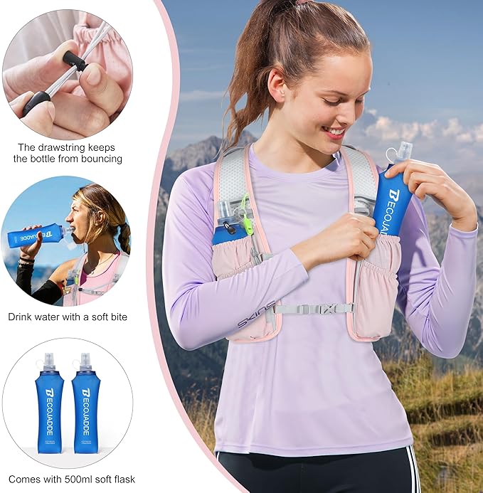 Running Vest Hydration Backpack for Men Women, 5L Lightweight Running Backpack Hydration Pack for Marathon, Trail, Cycling, Hiking, Jogging