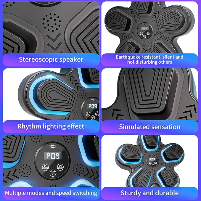 Music Boxing Machine, Bluetooth Smart Boxing Machine Adult and Children's Wall Target Punching Training, Reflex Punch Boxing Machine Boxing Training Equipment for Home, Office and Gym