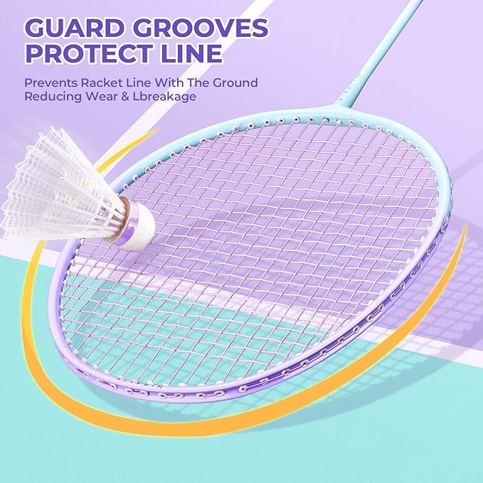 HIRALIY Badminton Rackets Set for Backyards, Lightweight Badminton Set of 2/4, Includ Rackets, Birdies, 1 Carrying Bag, Outdoor Games for Adults Family Kids Beginners