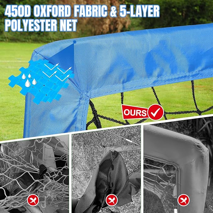 Kids Soccer Goals for Backyard Set, Portable Toddler Soccer Goal 2 of 4x3 ft, 6x4 ft, 7x5 ft, Soccer Training Equipment, Pop Up Soccer Net Kit with Size 4 Soccer Ball, Youth Games, Outdoor Sports Play