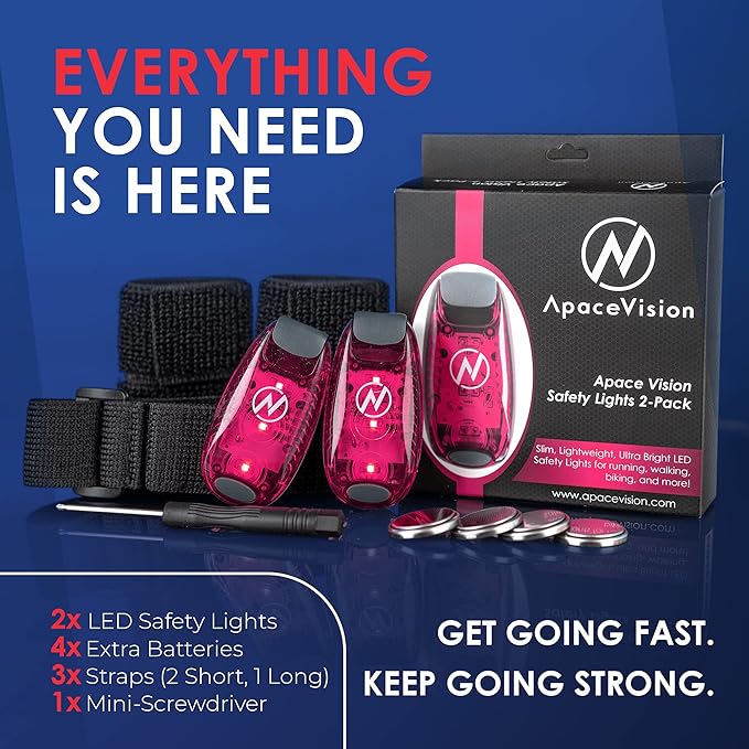 LED Safety Light (2 Pack) - Clip On Strobe/Running Lights for Runners, Dog, Bike, Walking, Boat, Kayak, Stroller and More - High Visibility Accessories for Your Reflective Gear, Bicycle