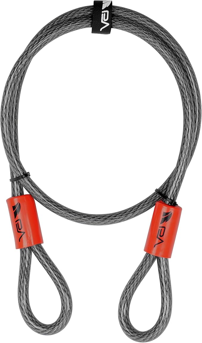BV 4FT Heavy-Duty Security Cable Lock with Loops – Extra Thick 10mm (3/8") Braided Steel, Cut-Resistant & Weatherproof Wire Cable for Padlock, Gate, Bike, Motorcycle & Outdoor Equipment
