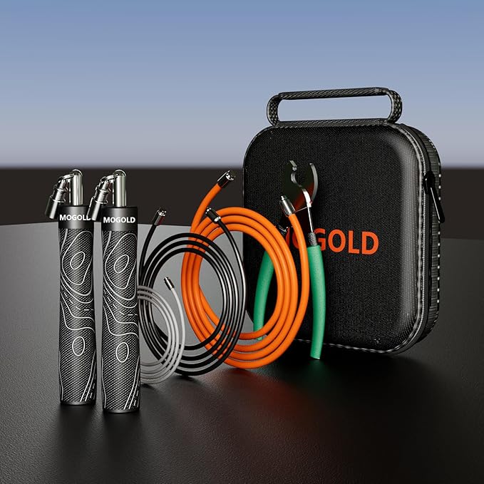 Weighted Jump Rope for Men Women -Interchangeable 1/5lb 1/4lb 1/2lb Heavy jump ropes - 360 Degree Spin - Length Adjustable,Ergonomics Leather Grip Skipping Rope for Fitness Weight Loss & More