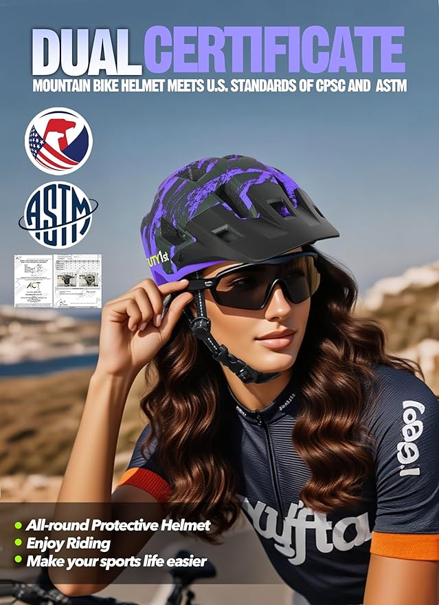 Mountain Bike Helmet for Adults & Youth Lightweight Impact-Resistant with Adjustable Dial & Removable Visor Unisex Helmet for Mountain Biking Bicycle Clcying