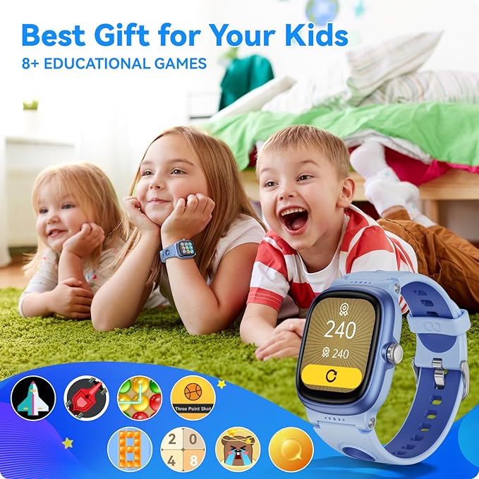 Smart Watch for Kids with Heart Rate Sleep Monitor, Games/Alarm/IP68 Waterproof Smart Watch for Boys Girls, Step Calorie Pedometer Activity Tracker, Kids Fitness Watch Birthday Gifts for Aged 4-16