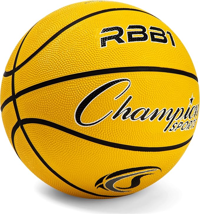 Champion Sports Rubber Basketballs – Heavy Duty Pro-Style, Indoor/Outdoor Use, Premium Basketball Equipment for Physical Education, Various Sizes & Colors (Size 3, 5, 6, 7)