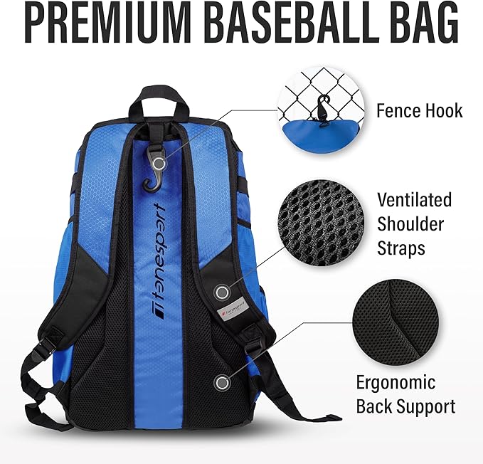 Baseball Bag - Backpack for Baseball, Softball, Tball - Adults & Youth Bat Bag