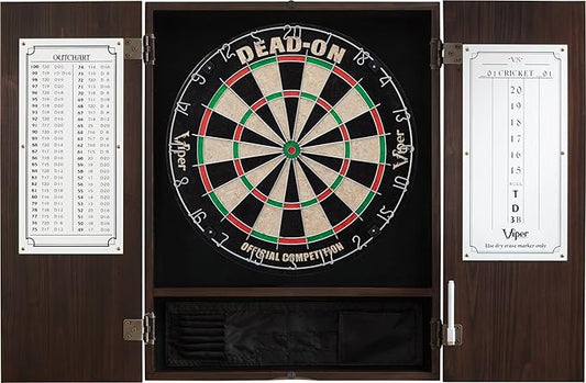 Viper by GLD Products Metropolitan Solid Wood Cabinet & Sisal/Bristle Dartboard Play-Ready Bundle