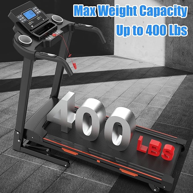 15% Auto Incline Treadmills 400LBS Capacity, 3.5 HP Heavy Duty Treadmill for Home, Walking Folding Treadmill, Running FoldableTreadmill Wide Belt, 0.5-8.5MPH, Bluetooth, APP