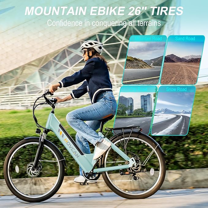 V80 Electric Bike, 1000W Motor 28MPH Ebike, 48V 13Ah Removeable Battery, 26'' City Cruiser Adult Electric Bicycles up to 70 Miles
