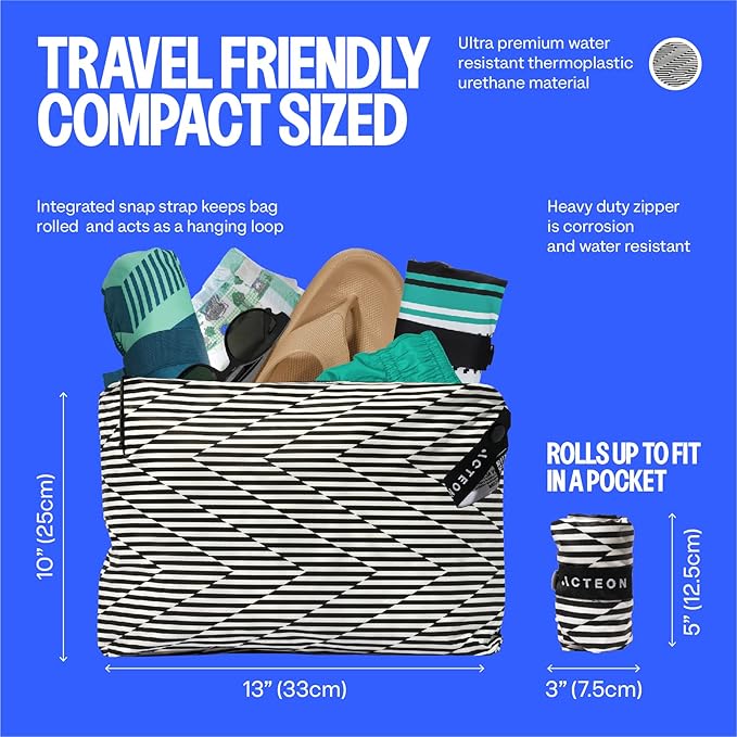 Acteon Wet Dry Bag, Large Travel Water-Resistant Swimsuit & Clothes Organizer, Foldable Pocket Sized Pool, Beach & Gym Bags, Fit for Bikini, Swim Workout Shoes & Towels, Toiletries, Dirty Laundry