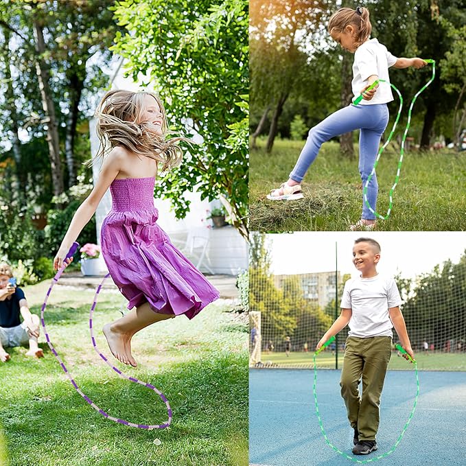 Jump Rope for Kids, Adjustable Jump Ropes for 4 5 6 7 8 10 12, Tangle Free Jumping Rope Age 8-12, Segmented Soft Beaded Skipping Rope for Women Fitness