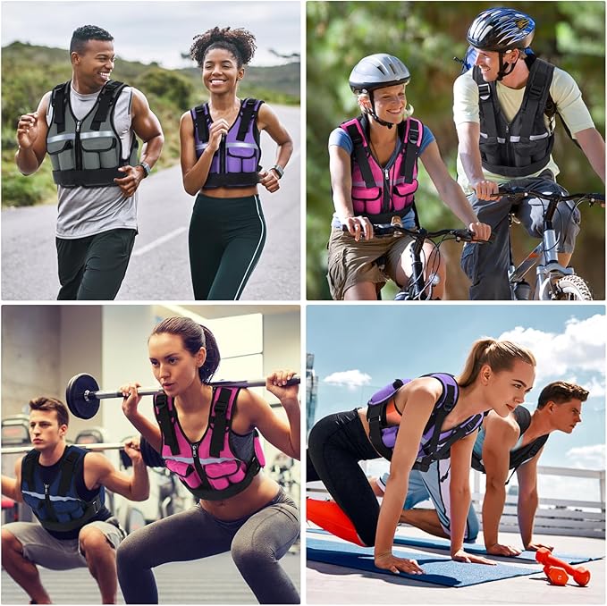 Sportneer Adjustable Weighted Vest Weights: 2-18 lbs/2-40 lbs Washable Weight Vest 16 In 1 Fast Adjust Rucking Vest for Women and Men Home Gym Workout Fitness Strength Training Vests