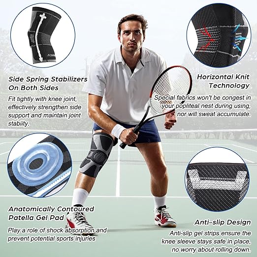 NEENCA Professional Knee Brace for Pain Relief, Medical Knee Compression Sleeve, Knee Support with Horizontal Knit Tech for Meniscus Tear, ACL, Arthritis, Joint Pain, Runner, Workout- FSA/HSA APPROVED