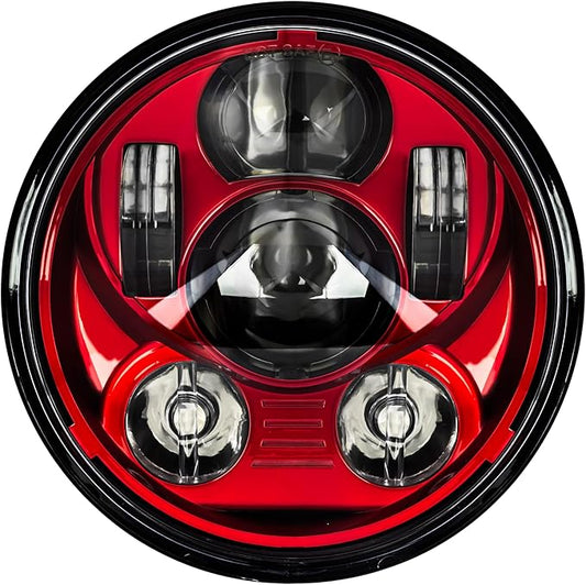 Eagle Lights 5.75 inch Red LED Projection Headlight - Generation III for Harley Sportster, Indian Scout (Red)