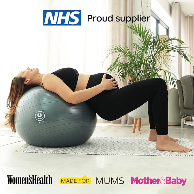 BABYGO Birthing Ball - Pregnancy Yoga Labor & Exercise Ball & Book Set Trimester Targeting, Maternity Physio, Birth & Recovery Plan Included Anti Burst Eco Friendly