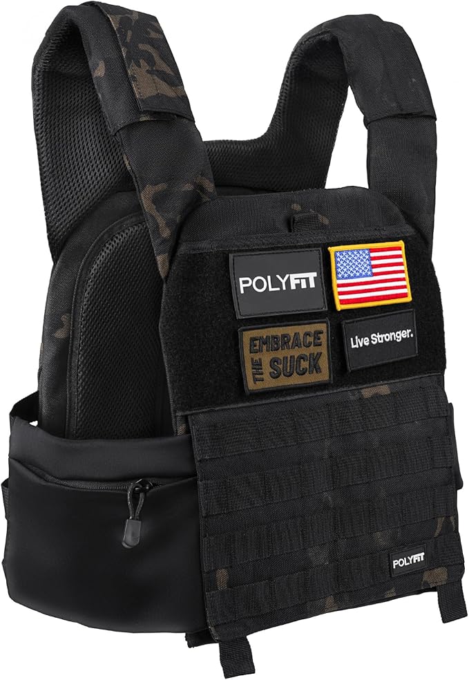 POLYFIT (Fortify) Weighted Vest for Strength and Endurance Training, Rucking, Fitness Workouts, Running, WODs
