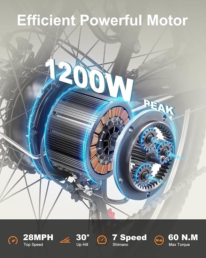 Cores Electric Bike for Adults, 26" Electric Commuter Bike with 1200W Peak Motor, 28MPH 70 Miles Max, 48V 576Wh Removable Battery, 7-Speed City Cruiser Mountain E Bike for Commuting