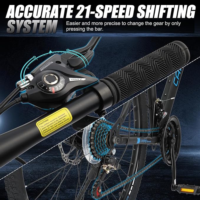 26/27.5" Mountain Bike 21 Speed Bikes for Adults, Men & Women Mountain Bike with High Carbon Steel Frame, All-Terrain Tires, Double Disc Brake and Suspension Fork