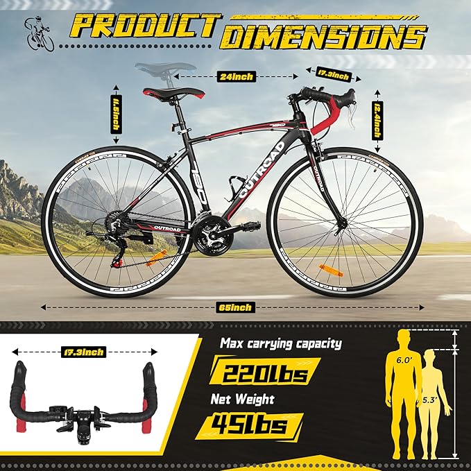 700C Wheel Road Commuter Bike, 14/21 Speed Shifter, Dual Disc Brakes Racing Bicycle with Light Aluminum Alloy Frame for Adult Men and Women