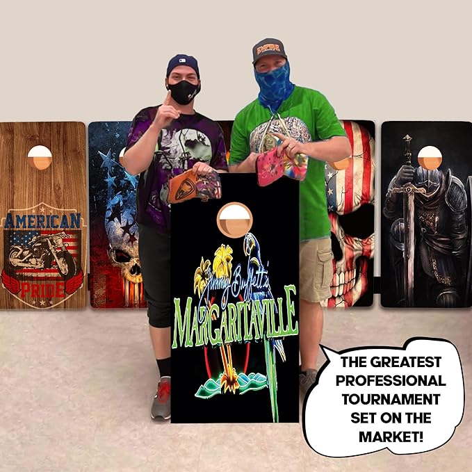 CornholeGamesUSA Pro Cornhole Boards Set | Made in USA | 3/4 Baltic Birch | No Bounce | Triple Thick Legs | Two Brace & Handles, Tournament 2x4 Regulation Set with Score Tower & Cornhole Bags