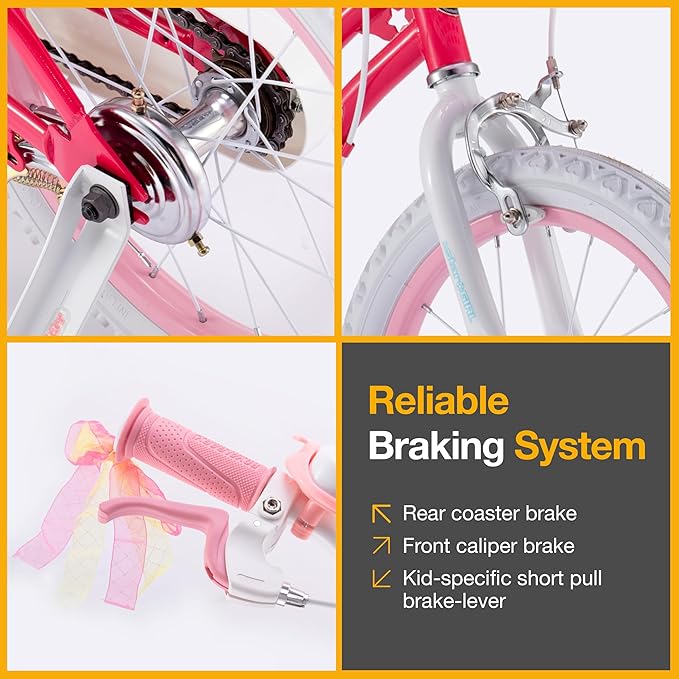 RoyalBaby Girls Bike EZ Bike Stargirl Training Free Balance to Pedal Easy Learning Bicycle, 12-20 Inch for Toddlers & Big Kids.