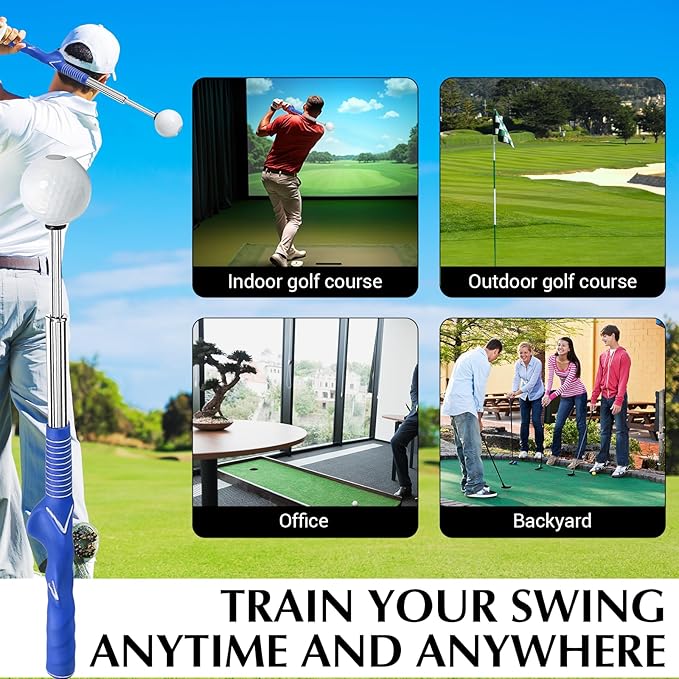 Golf Grip Trainer,Golf Swing Trainer,Retractable Right-Handed Grip Trainer Golf Training Aid for Warmup, Strength Tempo Practice, Indoor/Outdoor Use Improve Swing Rhythm & Accuracy