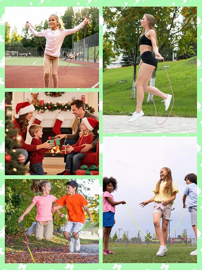 Jump Rope for Kids, Lorvain Adjustable Skipping Rope, Kids Jump Ropes with Wooden Handle for Girls Boys, Weighted Jumping Ropes for Fitness Workout Exercise Outdoor Fun Activity