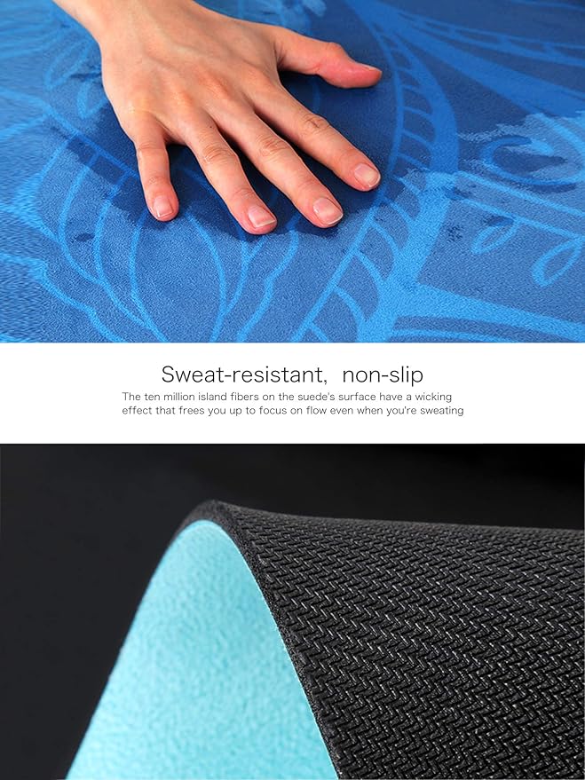 Pilates Mat Round Oversize Yoga Mat Suede Rubber Non-Slip Dia 140cm Exercise Mat Meditation Mat Workout Mat for Home Outdoor