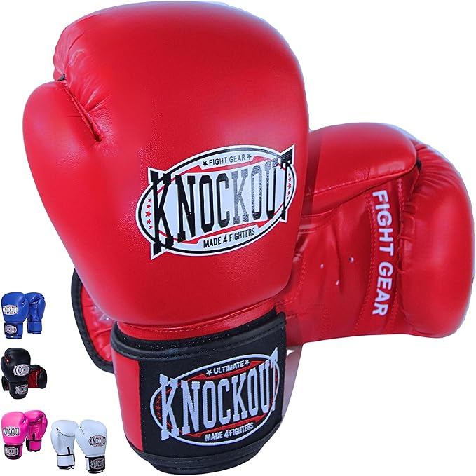 Knockout Gel Boxing Gloves for Men Women - Pro Training Sparring, Maya Hide Leather Muay Thai MMA Kickboxing, Adults-Kids Heavy Bag Workout Gloves for Boxing -Ultra-Wide Wrist Support 10 oz - 16 oz