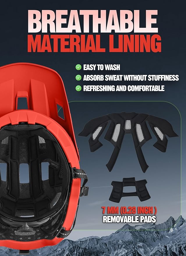 Mountain Bike Helmet for Adults & Youth Lightweight Impact-Resistant with Adjustable Dial & Removable Visor Unisex Helmet for Mountain Biking Bicycle Clcying