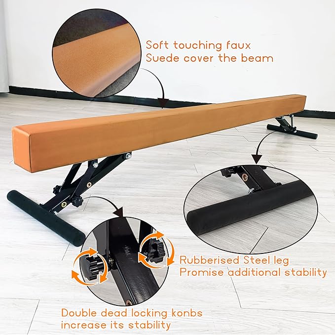 Adjustable Balance Beam Gymnastics Beam 8 FT Adjustable Height Beams for Kids, High and Low Floor Beams,Gymnastics Equipment for Kids Adults Training at Home and Gym Center