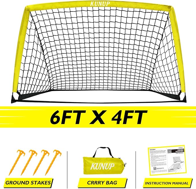 5×3 6x4 9x5 FT Portable Kids Soccer Goal for Backyard, Foldable Soccer Practice Net with Carrying Bag for Toddler Youth Adult Pop Up Soccer Training Equipment Indoor and Outdoor Sports Game