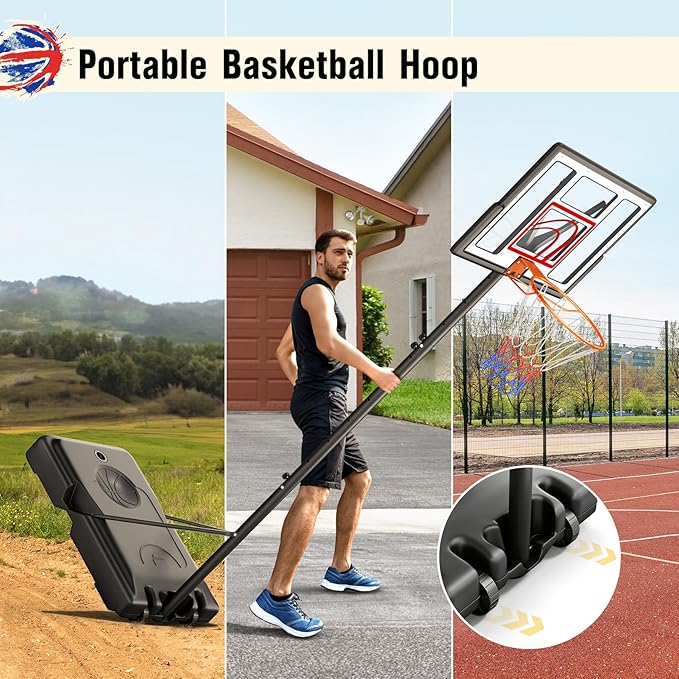 TONBUX Adjustable Basketball Hoop Outdoor 10FT, Basketball Portable Hoops & Goals, 44 Inch Backboard, for Kids, Youth, and Adults in The Backyard, Driveway