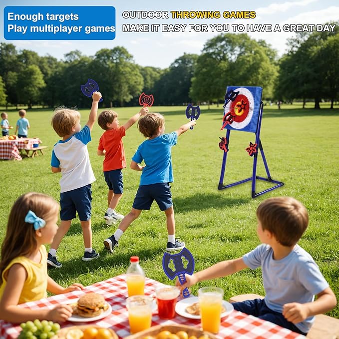 ZoLLa Axe Throwing Game for Backyard-with 4 Plastic Axes & 4 Throwing Stars,Outdoor Games for Kids and Family,Yard Games