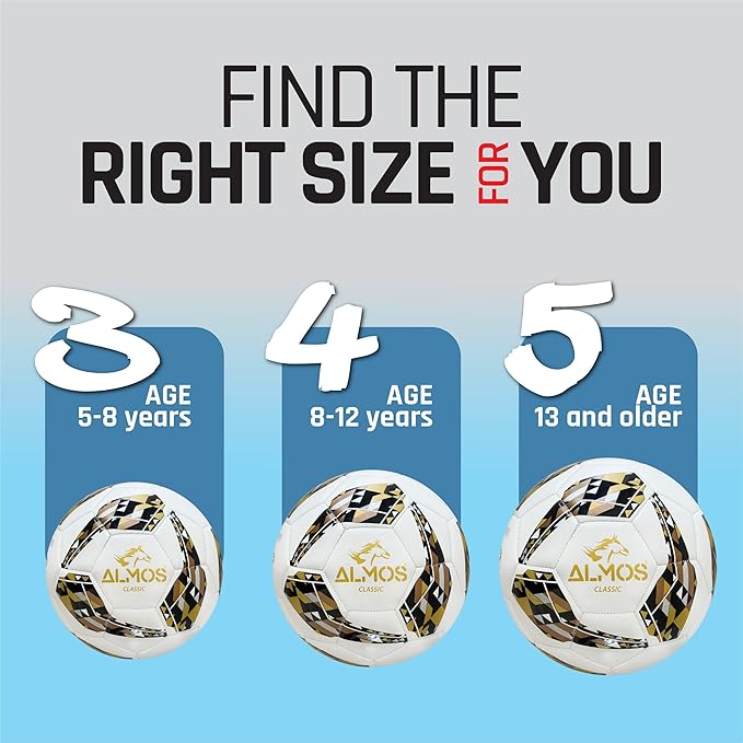 Almos Classic 32 Soccer Ball – for Club Match, Training, Match Performance, Indoor & Outdoor Soccer, Suitable for Grass & Astro | 32 Panel | for Youth & Adult Soccer Players |