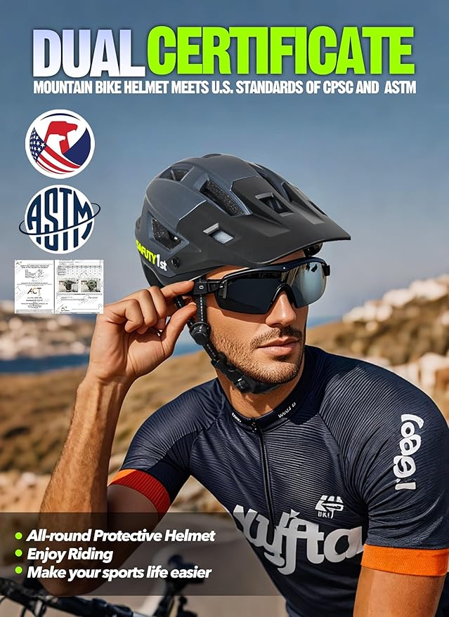 Mountain Bike Helmet for Adults & Youth Lightweight Impact-Resistant with Adjustable Dial & Removable Visor Unisex Helmet for Mountain Biking Bicycle Clcying